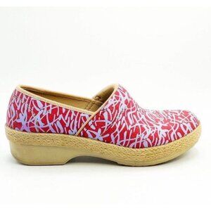 New Dansko Victoria Womens Red Blue Sanibel Collection Clog Shoes 37 EU 7 US